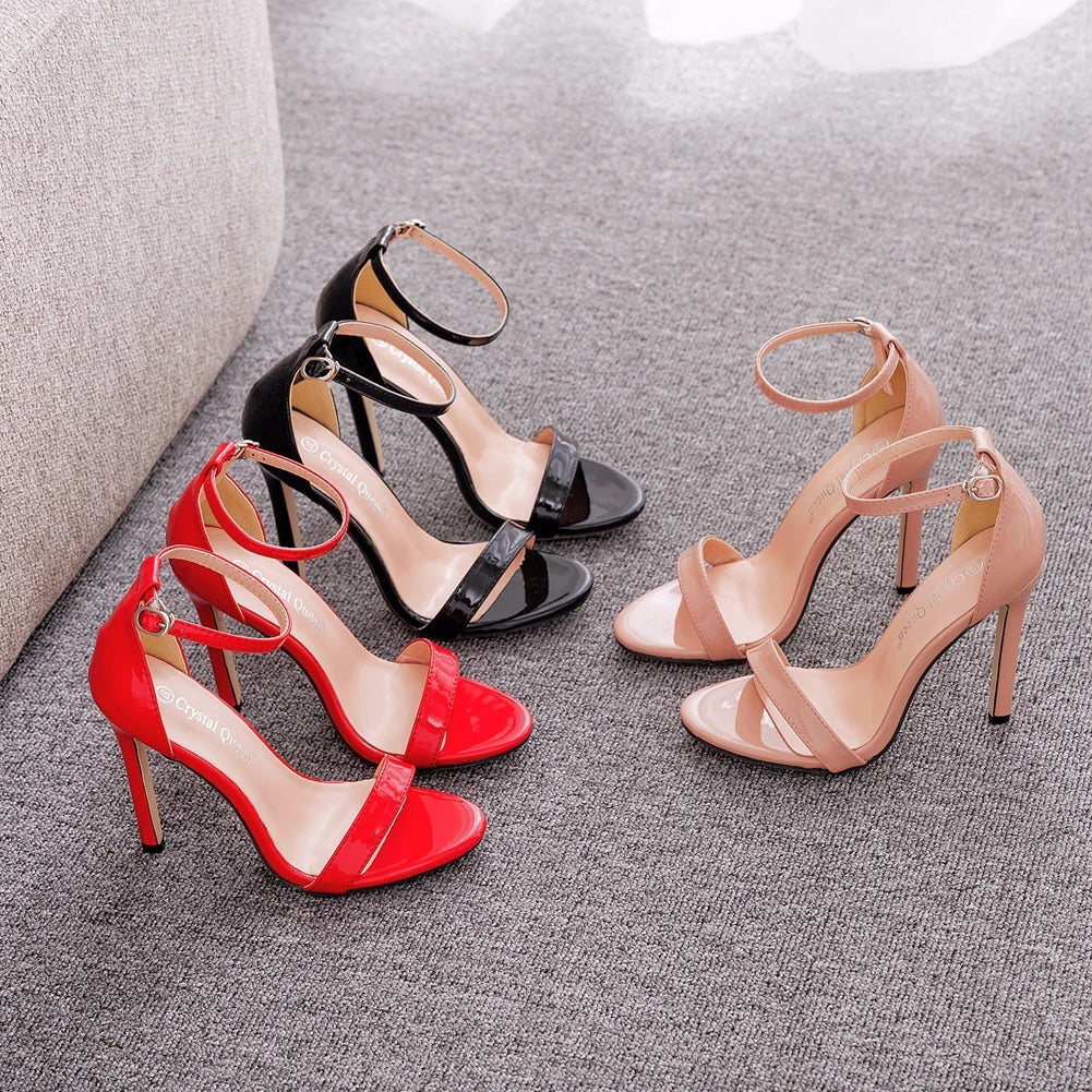 LBSFY  -  Women's Shoes Ladies Fashion Leopard A Word With Sandals Thin Sexy Solid Peep Toes Buckle Strap High Heel Pumps