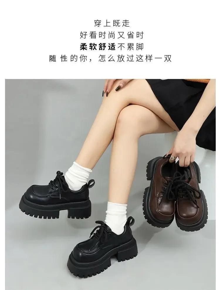 LBSFY -Women's 2025 New Japanese Style Mary Jane Shoes Black Brown Leather Thick Sole Round Toe Comfort Square Heel Lolita Girl's Shoes