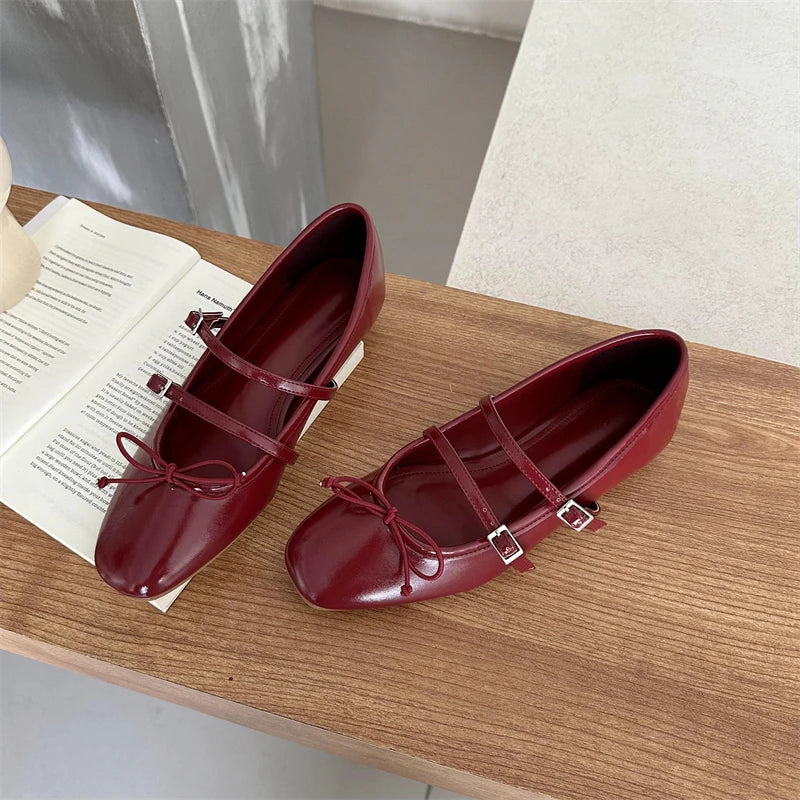 LBSFY -Spring Autumn Women Mary Jane Shoes Soft Casual Outdoor Dress Flat Ballet Shoes Round Toe Shallow Slip On Flats Mujer