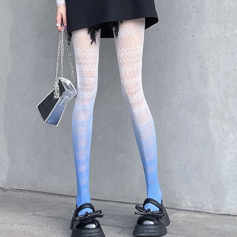 Lbsfy Gradient Female Thin Tights Fashion Lolita Cosplay Girls Pantyhose Women Candy Colors Long Stockings Summer Colorful Leggings