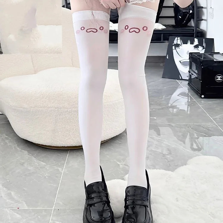 Lbsfy Lolita Japanese Kawaii Expression Thigh Socks Over Knee Thigh High Stockings Summer Long Socks JK Harajuku  Y2K Cosplay Socks