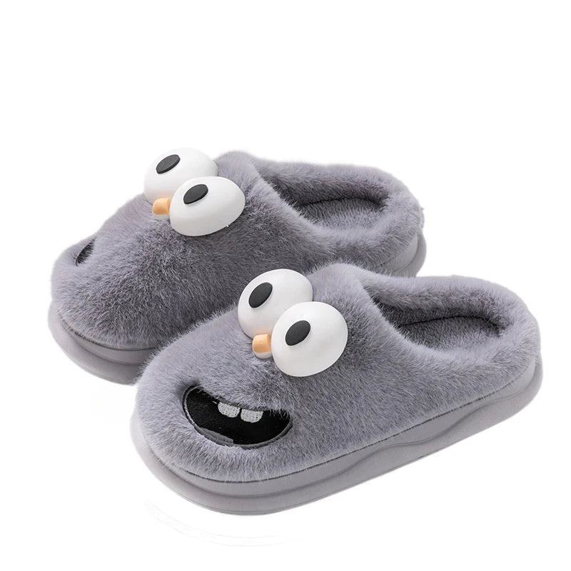 LBSFY -Male Home Casual Cotton Shoes Funny Cartoon Winter Soft Sole Mens Indoor Floor Non-slip Platform Slides Warm Plush Slippers