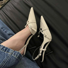 LBSFY  Street Style Pointed Toe Women Muels Sandals Design Style High Heels Banquet Party Dress Sandalias Shoes