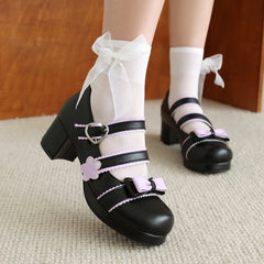 LBSFY  - Japanese Harajuku Style Spring Lolita Cute Girls Sweet Pumps Mixed Color Round Toe Cosplay BowTie Kawaii Chic Mary Janes Shoes