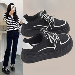LBSFY  -  Platform Sneakers for Women New Niche Design Resistant To Dirt Kawaii Black Versatile Sports and Leisure Skate Shoes