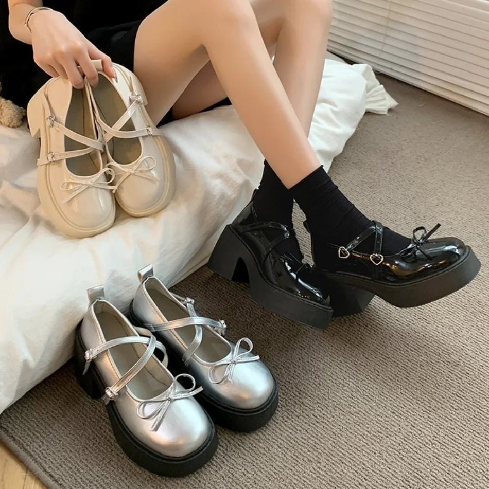 LBSFY -Lolita Shoes Women Japanese Style Mary Jane Shoes Women Vintage Shallow High Heels Chunky Platform Shoes Cosplay Female Sandals