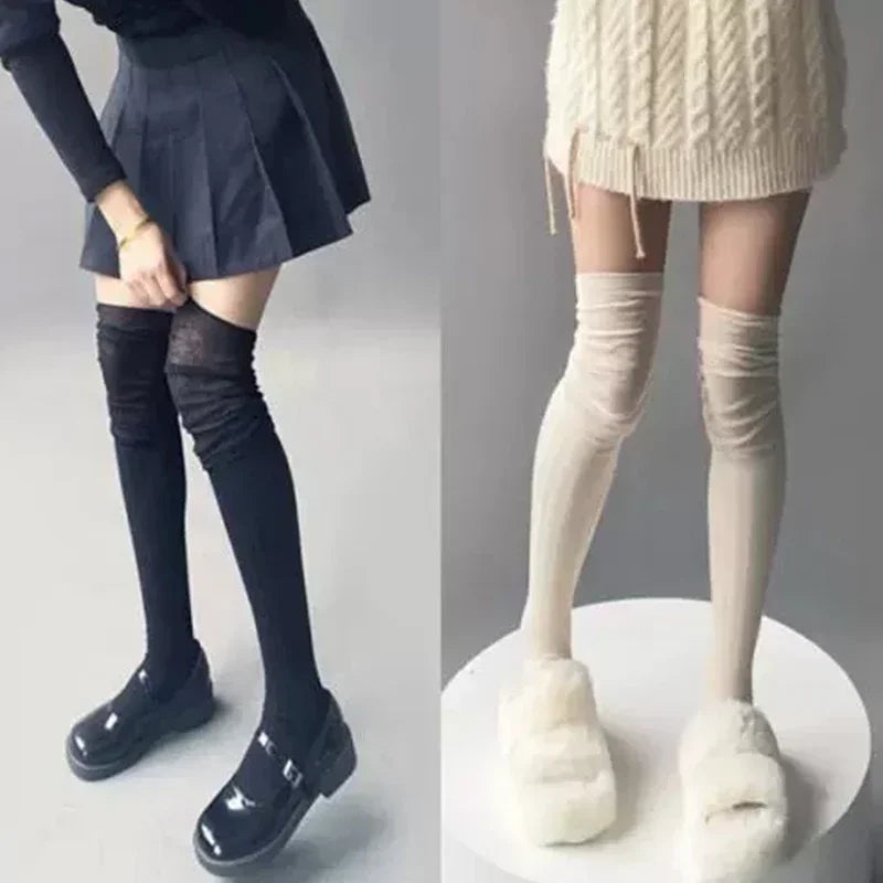 Lbsfy New Solid Color Thigh High Stockings Women Trendy Casual Over The Knee Female Long Socks Thermal Warm Cotton Tall Tube Leggings