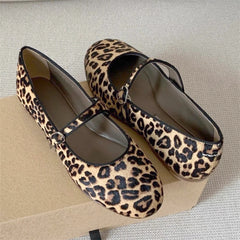 LBSFY -New Fashion Leopard Print Women Flats Mary Janes Shoes Designer Shallow Footwear Female Belt Buckle Casual Ladies Shoes
