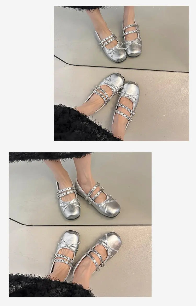 LBSFY -2025 Hot Selling Square Toe Butterfly-knot Women Mary Jane Shoes Ladies Soft Sole Dress Flats Casual Street Style Ballet Shoes