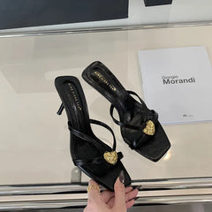 LBSFY -Summer New Brand Women Slippers Fashion Narrow Band Ladies Elegant Gladiator Shoes Thin High Heel Outdoor Dress Pumps