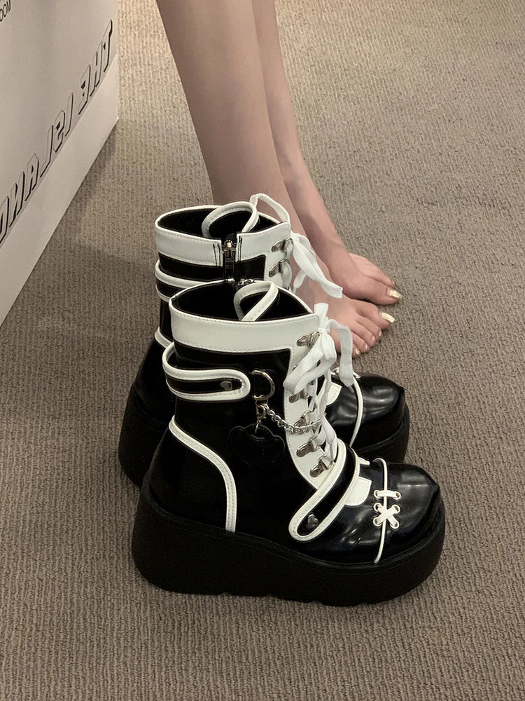 LBSFY  -  Fashion Thick Sole Lolita Shoes  New Women's Cute Matsutake Knight Boots Sweet Cool Style Girls' Fashion Color Matching Boot