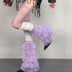 Lbsfy Women Purple Stocking Sexy Lace Leg Covers Love Hollow Mesh Thigh Garter Stockings Pantyhose Nude Party Suspender Tights