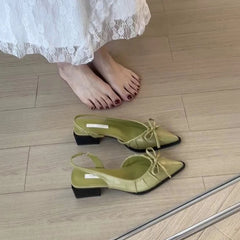 LBSFY  -Summer Fashion Butterfly-knot Pointed Toe Women Sandals Casaul Low Heel Slingbacks Ladies Casual Dress Street Style Shoes