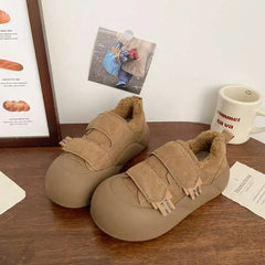 LBSFY  -  Brown Platform Shoes Women Winter Warm Casual Vintage Canvas Sneakers Kawaii Korean Fashion Soft Footwear