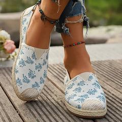 LBSFY  -  Flowers Print Loafers Shoes Women Autumn Slip-On Breathable Canvas Espadrille Shoes Woman Comfort Non-Slip Casual Flats Female