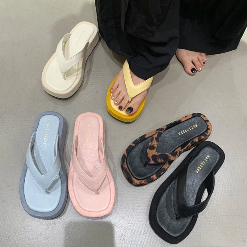 LBSFY  Summer Women Casual Clip Toe Slippers Comfort Platform Flats Beach Vacation Slides Flip Flops Shoes Zapatos De Mujer