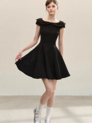 LBSFY -French Summer Retro Style Women's Dresses New Ball Gown Slim Fit Slash-Neck A-Line Short Party Dress Korean Chic Prom Vestidos