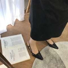 LBSFY -Women Flats Heel Slingback Sandals Slip On Shallow Mules Shoes Pointed Toe Female Office Lady Work Shoes Mujer