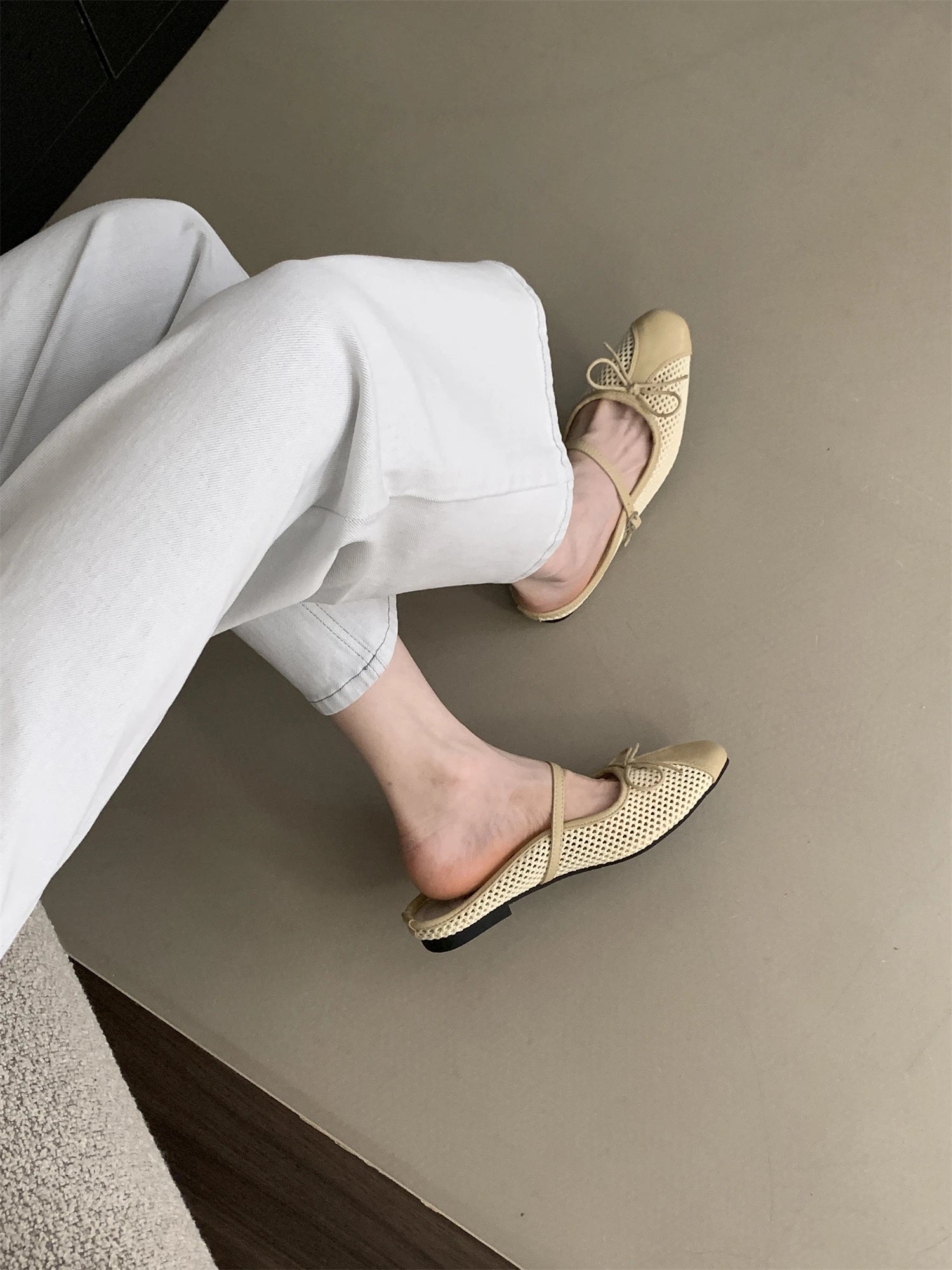 LBSFY -Summer Fashion Concise Round Head  Women Slippers Low Heels Bow Casual Hollowed Out Pumps Party Slide Mules shoes