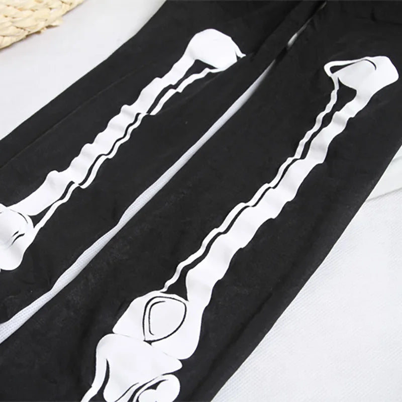 Lbsfy Women's Stockings Sexy Thin Black Thin Leggings Halloween Skeleton Silk Tights  Skull Print Pantyhose Cosplay Party