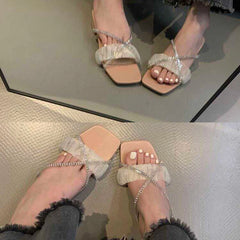 LBSFY  -  2024 Summer Open Toe Women Slippers Fashion Elegant Crystal Slides Shoes Ladies Outdoor Dress Thick Heel Sandalias