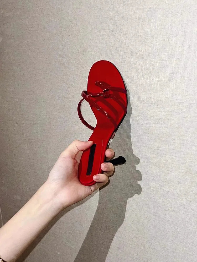 LBSFY  -  French Style Stunning Red High-Heeled Sandals for Women New Model, Early Spring Shallow Mouth Single Shoe, High-Heeled Slippers