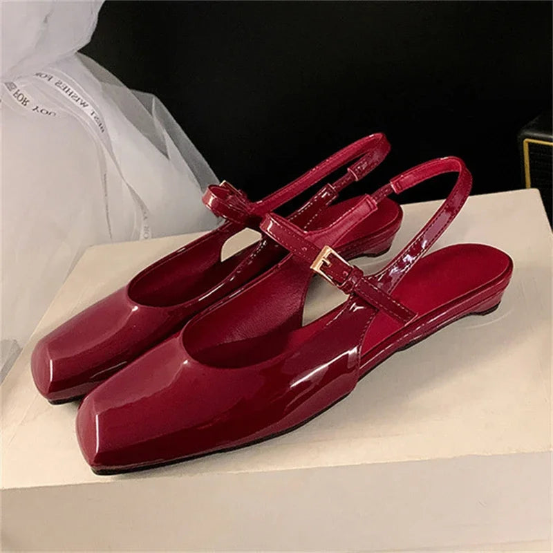 LBSFY -Fashion Square Toe Women Pumps Sandals Fashion Buckle Strap Casual Party Low Heels Female Shoes