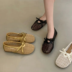 LBSFY  -Luxury Brands Hollow Sandals Women Flats Shallow New Beach Shoes Comfort Retro Female Flat shoes Mujer