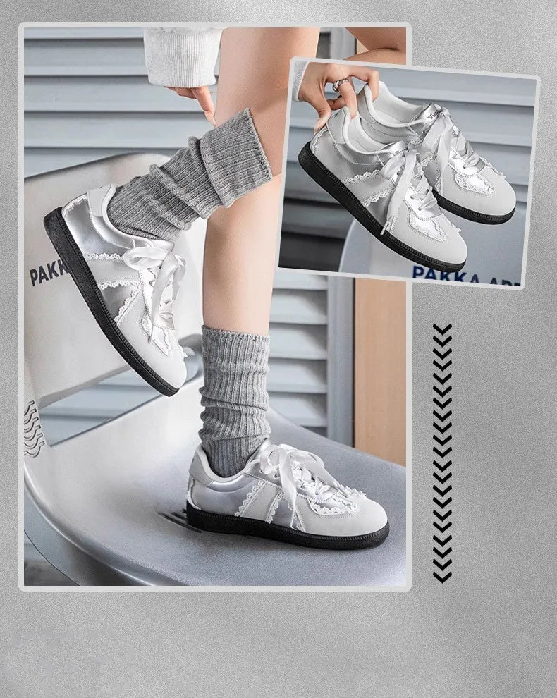 LBSFY -Autumn Women Ballet Flats 2025 New Fashion Vintage Casual Shoes Non-slip Retro Lace Up Outdoor Leisure Shoe Vulcanized Shoes