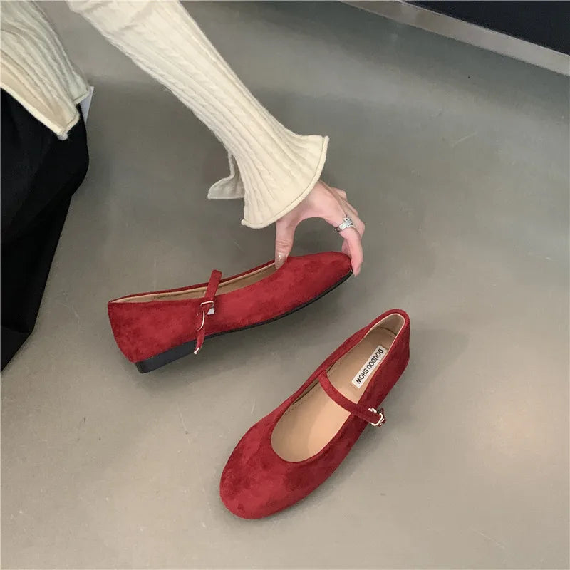 LBSFY -2025 Autumn Fashion Flat Ballet Shoes Women Shallow Ballet Leather Round Toe Female Ballerina Soft Moccasin Mary Janes Shoes
