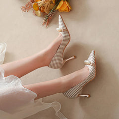 LBSFY  -  Size 31-44 Pearls High Heels Pointed Toe Women Party Dress Shoes