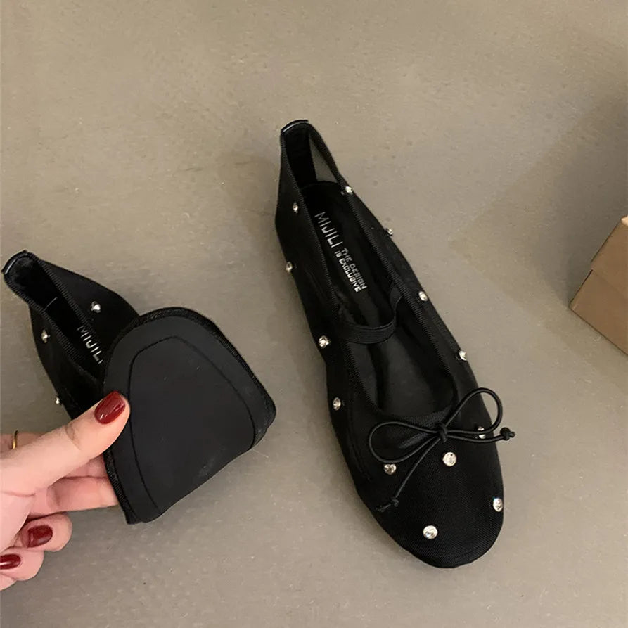 LBSFY -New Brand Women Flat Shoes Fashion Mesh Ladies Elegant Mary Jane Shoes Soft Sole Outdoor Dress Ballerinas