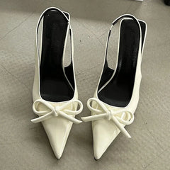 Lbsfy Pointed Toe High Heels Female Sandals Butterfly-Knot Elegant Office Shoes Ladies Sexy Fashion Slingbacks Dress Shoes Women
