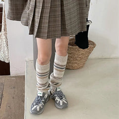 Lbsfy Vintage Striped Wool Leg Socks Harajuku Hot Girl Beggar Leg Warmers Y2k Punk Knitted Leg Cover Japanese Accessories