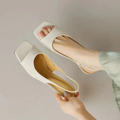 LBSFY  -  Open Toe Mid Heels Shoes Sandals Women Slides 2024 New Summer Brand Pumps Shoes Party Designer Dress Women Slippers Zapatillas