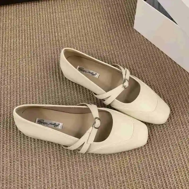 LBSFY  - Women Flats Fashion Round Toe Slip On Ladies Elegant Mary Jane Shoes Soft Flat Heel Outdoor Dress Ballerin Shoes M