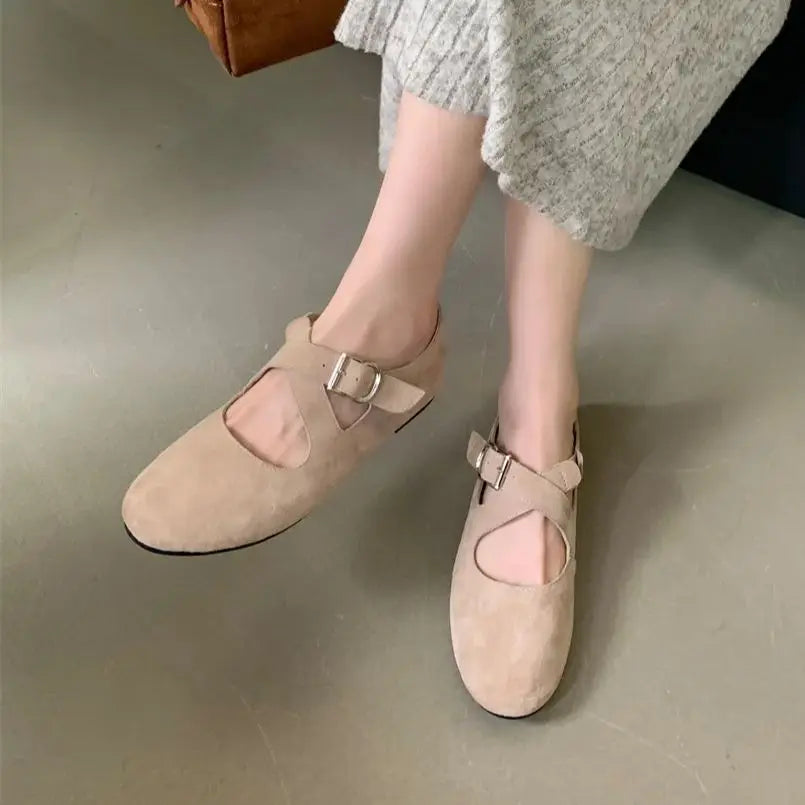 LBSFY  -   Red Ballet Flats Women Round Toe Elegant Shoes Mary Janes Slips Ballerinas Zapatos Mujer