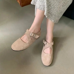 LBSFY  -   Red Ballet Flats Women Round Toe Elegant Shoes Mary Janes Slips Ballerinas Zapatos Mujer