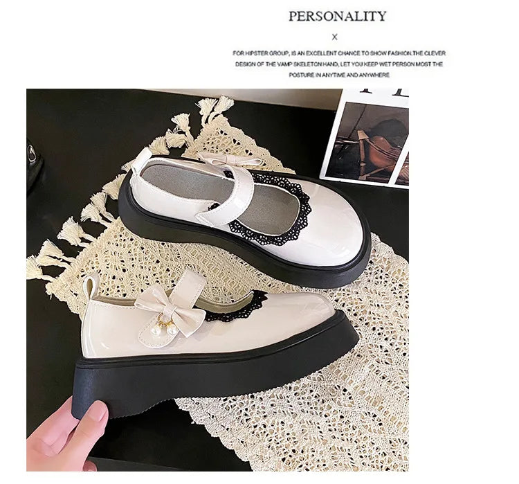 LBSFY -2025 New Fashion Lace Women's Pumps Spring Autumn Mary Jane SHOES Sweet Butterfly Knot Platform Casual Lolita Ladies Shoes