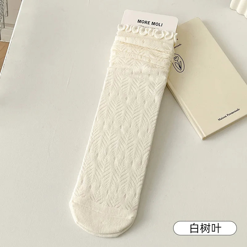 Lbsfy Women's Socks Jk Harajuku White Black Spring Summer Cotton Fashion Korean Style Simple Ins Mid-tube Breathable Comfortable Socks
