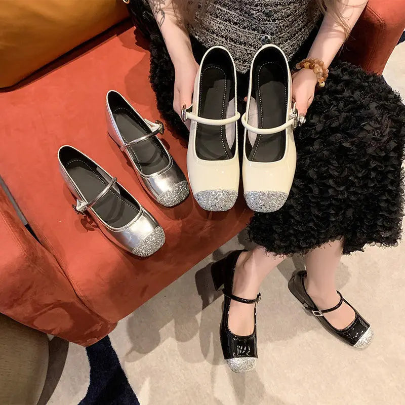 LBSFY -Women's Mary Jane Shoes Leather Summer Dresses French Style Wear-resistant Round Toe Mid Heel Ladies Design Single Lolita Shoes