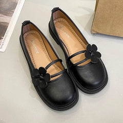 LBSFY  -  Retro Leather Flower Mary Jane Shoes for Women Spring Autumn Soft-soled Women's Designer Shoes Fashion Casual Low Heels Female