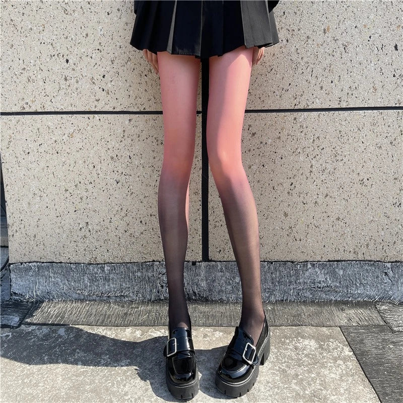 Lbsfy New Arrival Gradient Tights for Women Sexy Black Thin Candy Color Pantyhose Fashion Personality Nightclub Party Longh Stockings