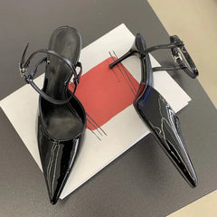 LBSFY -Spring Sexy Women Pointed Toe Pumps Fashion Ankle Buckle Strap Ladies Slingback Thin Low Heel Sandal Party Shoes