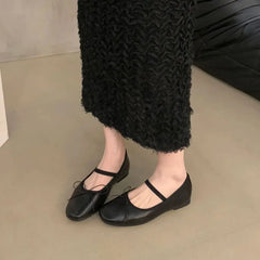 LBSFY -Women Flat Ballet Shoes Female New Bow Band Retro Shallow Mouth Women's Shoes Soft Ballet Shoes Size 39-40 Mujer