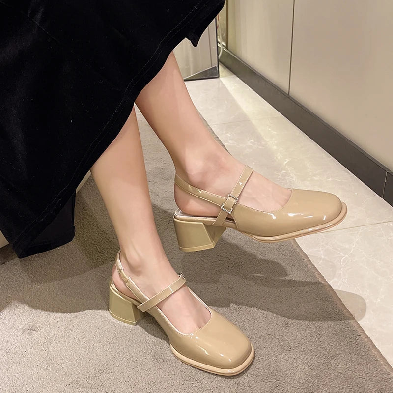 LBSFY  -  2024 Summers Women Sandals Shoes Fashion Elegant Shallow Thick Heel Shoes Ladies Comfort Street Style Mary Jane Shoes