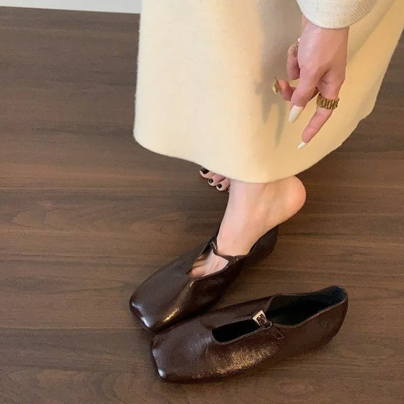 New Style Fashion Women's Winter Brand Women Flats Fashion Round Toe Shallow Mary Jane Shoes Soft Casual Ballet Slingback Shoes