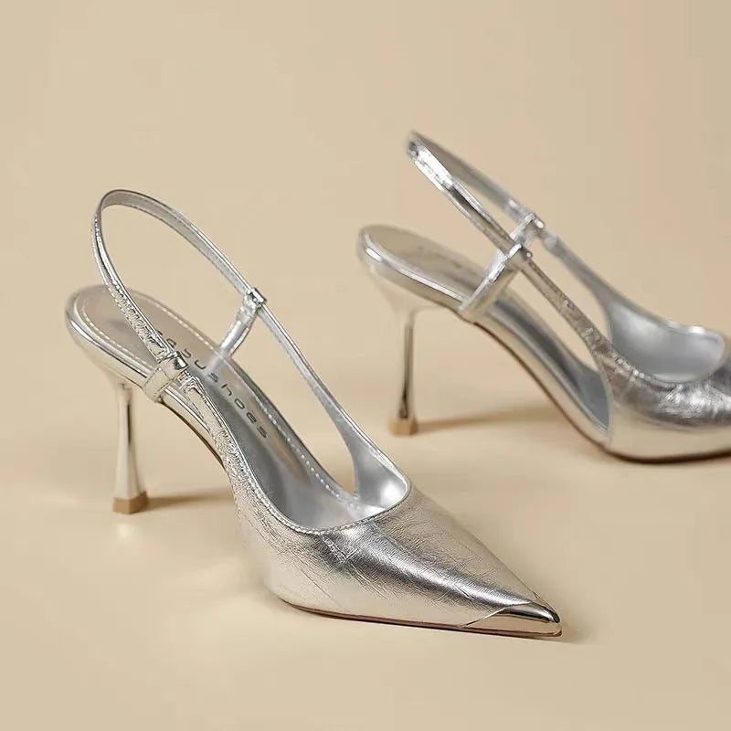LBSFY -New Fashion Women's High Heels Sandals Pointed Toe Shoes Sexy Slingback Woman Slippers Summer Trend Designer Dress Pumps Sandals