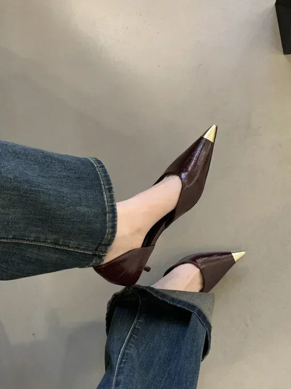 Lbsfy Elegant Pointed Toe Low Small Heel Women Pumps Sexy Soft Patent Leather Heels Spring Mules Shoes for Women Fashion Office Shoes