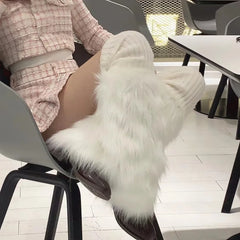 Lbsfy White Faux Fur Leg Warmer Sock Leggings Winter Jk Gothic Boots Socks Y2K Hot Girl Harajuku Y2k Lolita Boot Cover Foot Sleeve
